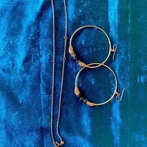 Nashelle Smokey quartz silver necklace and earring bundle